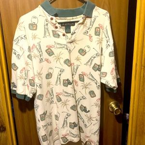 Bert Pulitzer Golf Polo Shirt Mens XL Graphic Print Short Sleeve Cotton Vtg